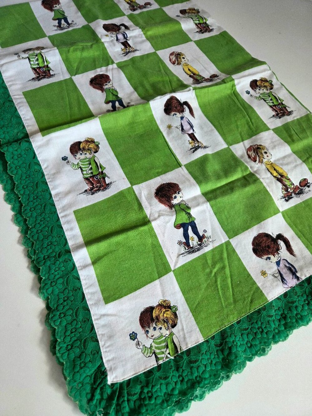 Handmade Kids Blanket Bed Cover Table Cloth Checkers Design Boys Girls